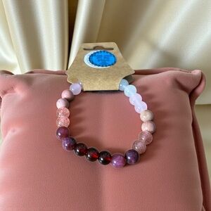 Boho Healing Stones Love Spell Beaded Bracelet in Pink and Purple